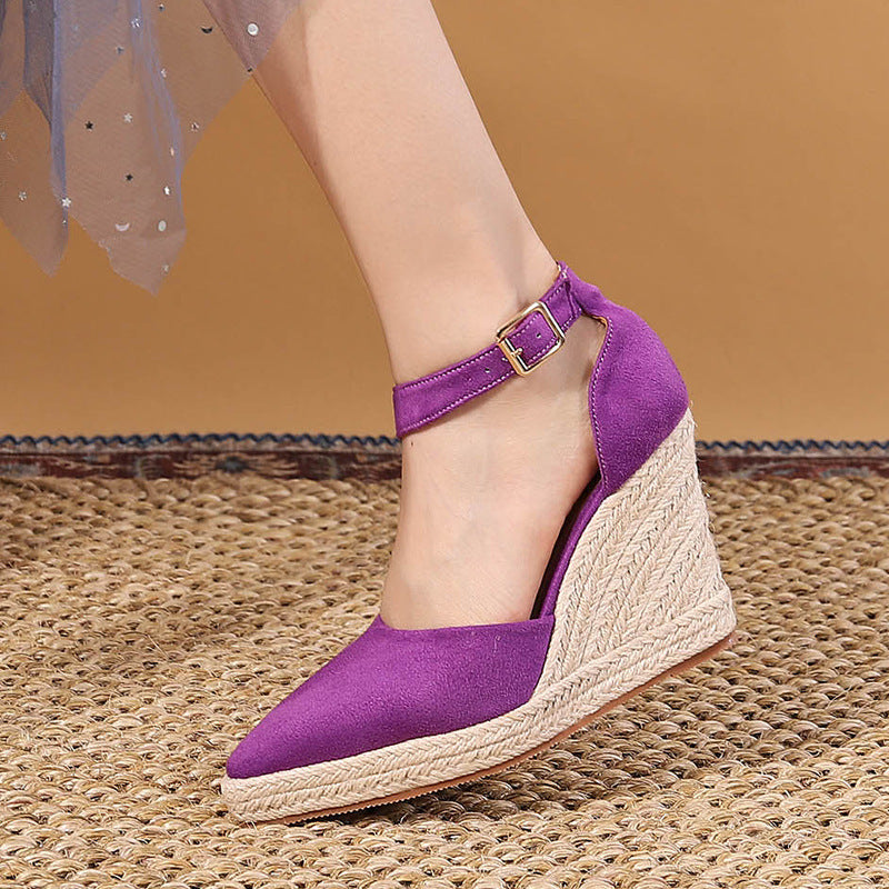 Pointed Toe Wedge Pumps Platform High Heel Hollow Women's Shoes Store Hive UNIjuntos