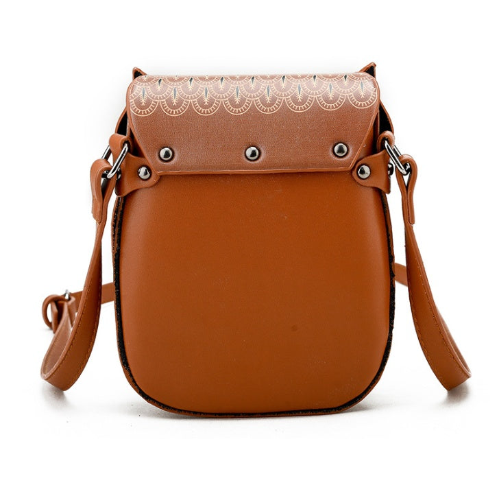 Three-dimensional owl mobile phone bag shoulder diagonal package female new summer Korean fashion pu printing small bag