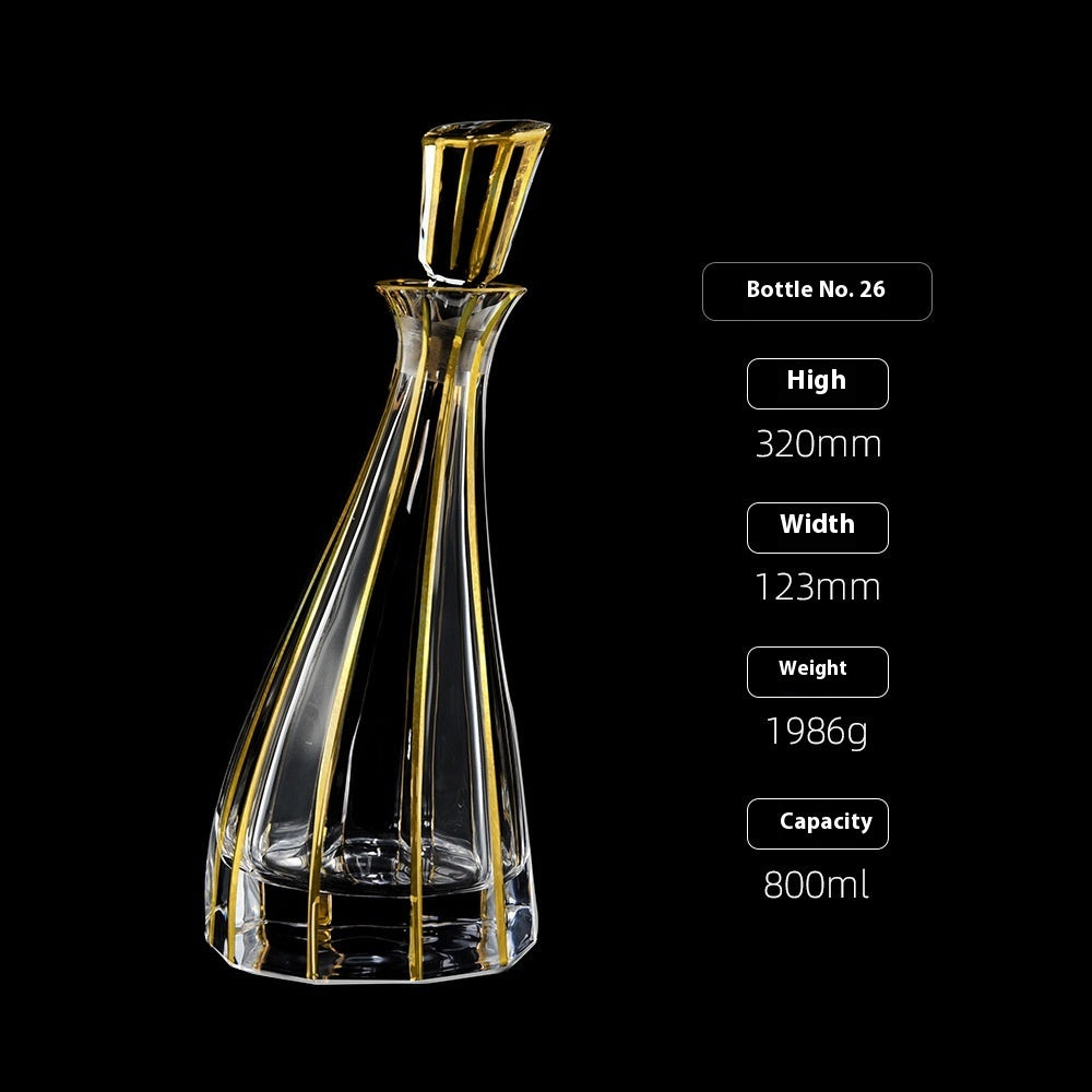 Gold Drawing Line Foreign Wine Bottle Crystal Glass Creative Whiskey Bottle