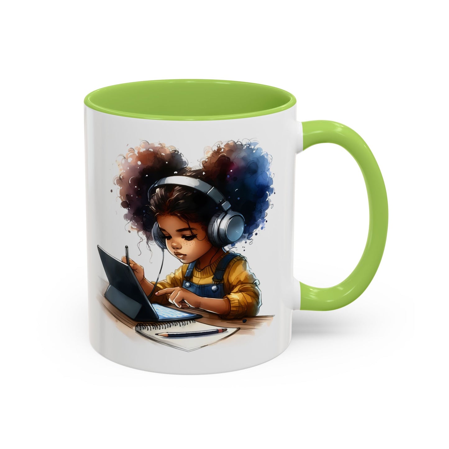 Vibrant Kid's Study Mug, Art Inspired Coffee Cup, Black Handle Tea Mug, Creative Gift for Students, Birthday Present