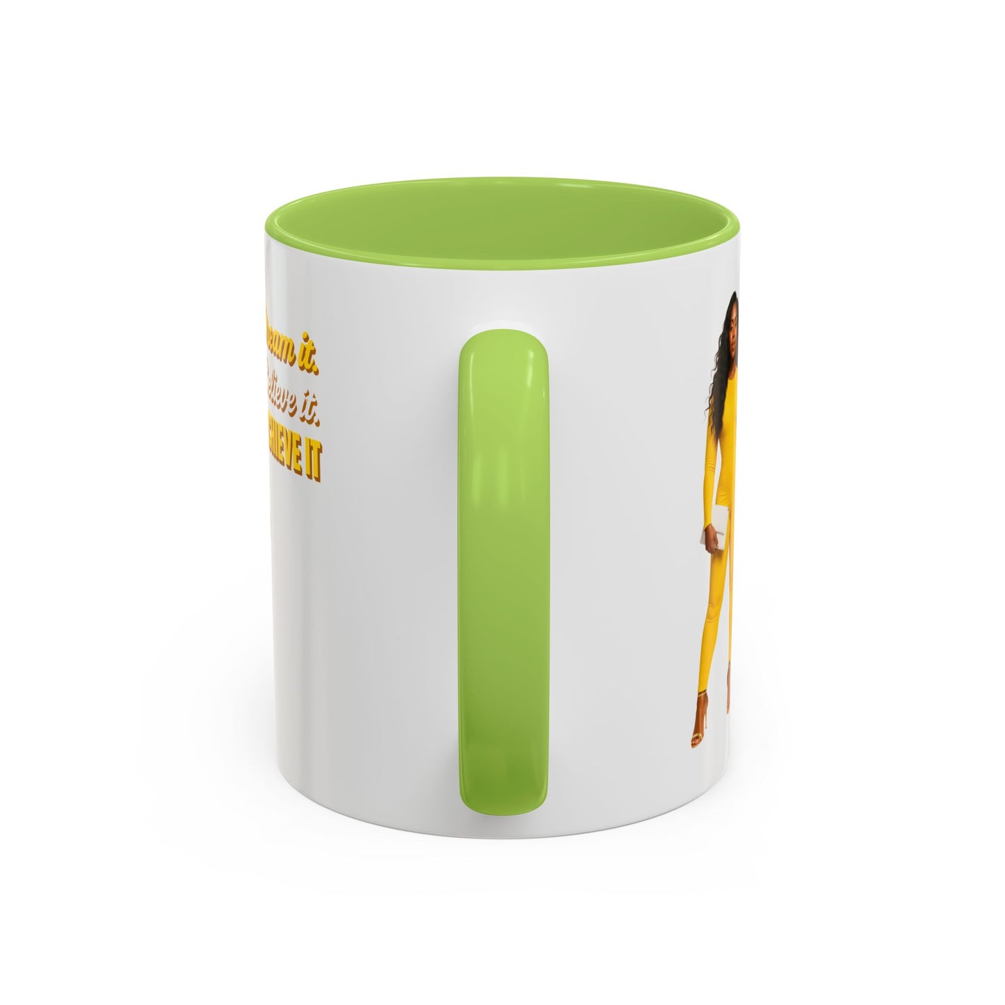 Inspiring Accent Coffee Mug - Dream It, Believe It, Achieve It, Motivational Gift, Coffee Lovers, Home Office Decor