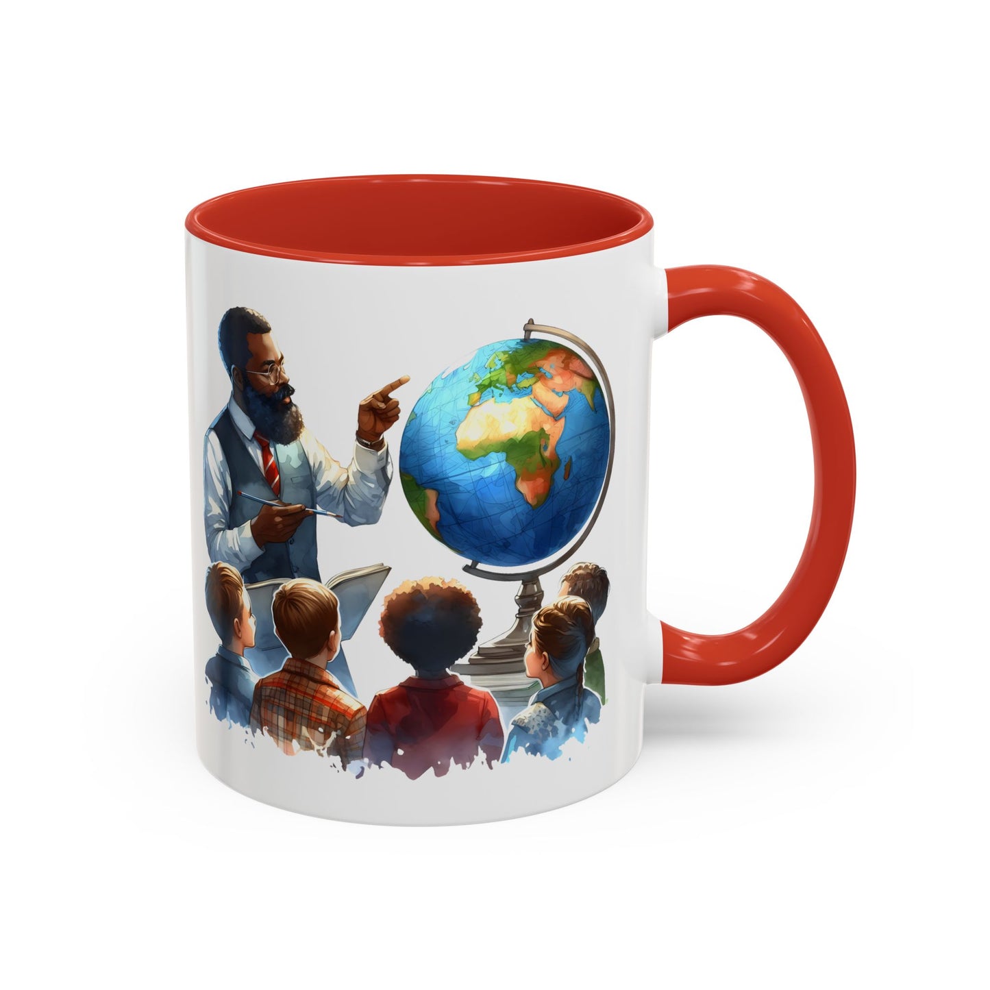 World Teacher Accent Coffee Mug - Inspiring Gift for Educators, Classroom Decor, Study Sessions, Teacher Appreciation, Travel Enthusiasts