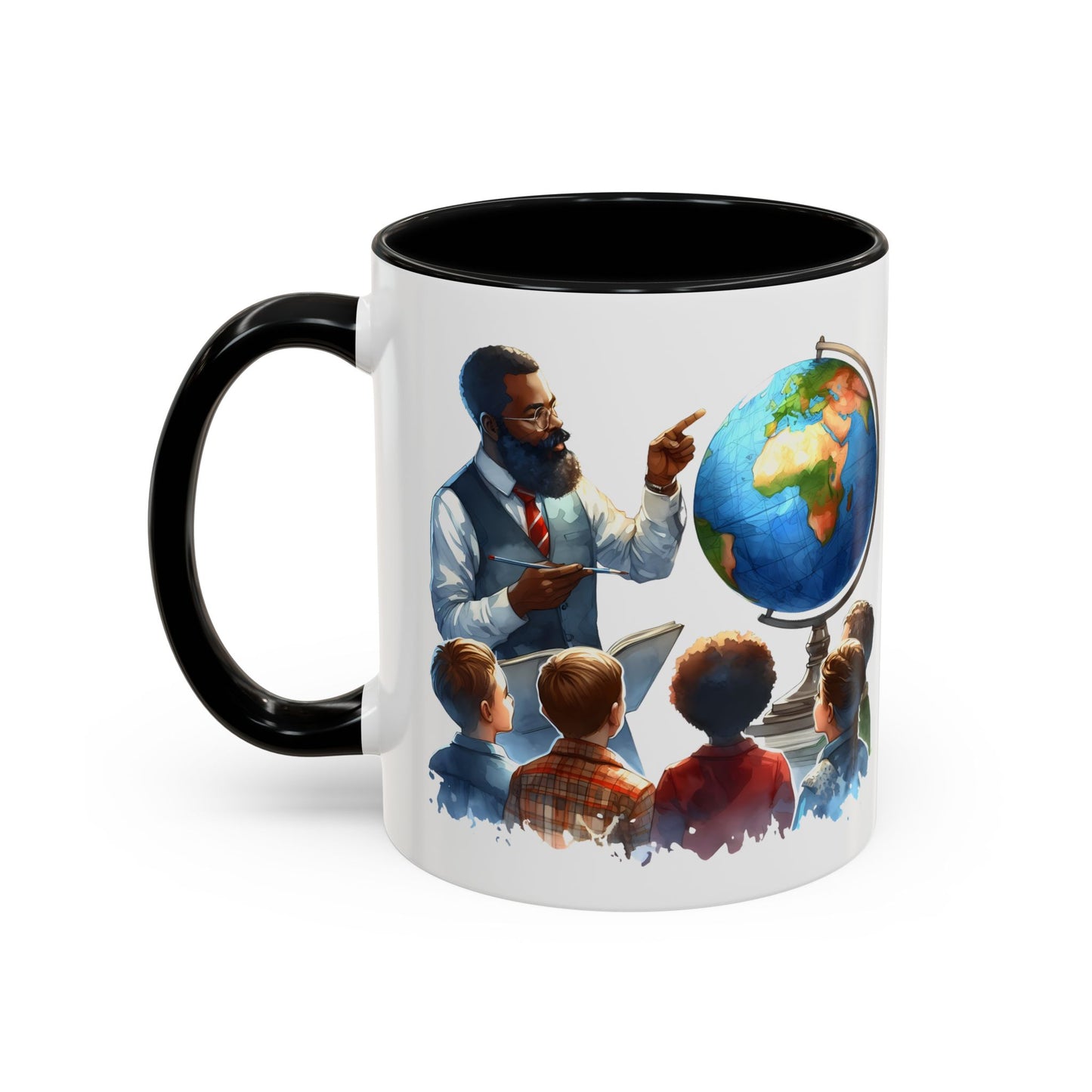 World Teacher Accent Coffee Mug - Inspiring Gift for Educators, Classroom Decor, Study Sessions, Teacher Appreciation, Travel Enthusiasts