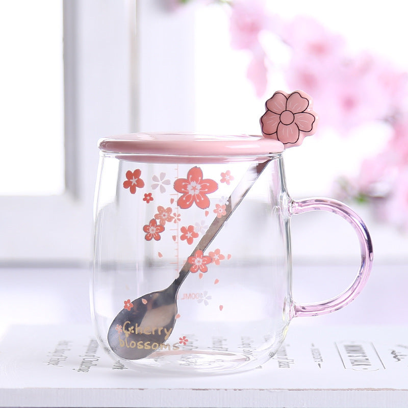 Household Glass Mug With Spoon Cover