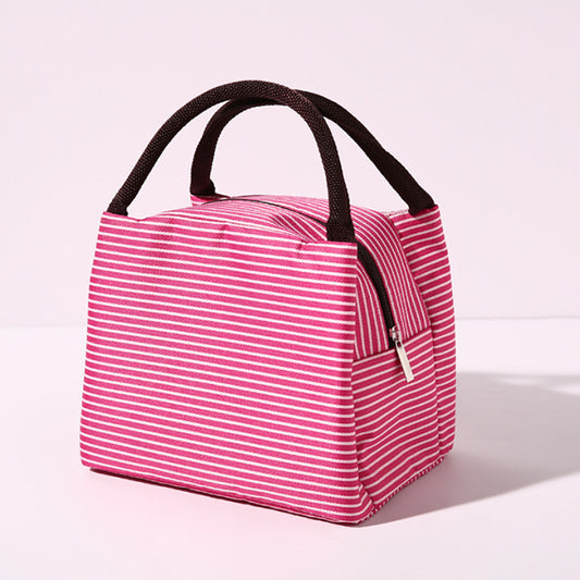 Portable Striped Aluminum Foil Insulation Bag Lunch Bag