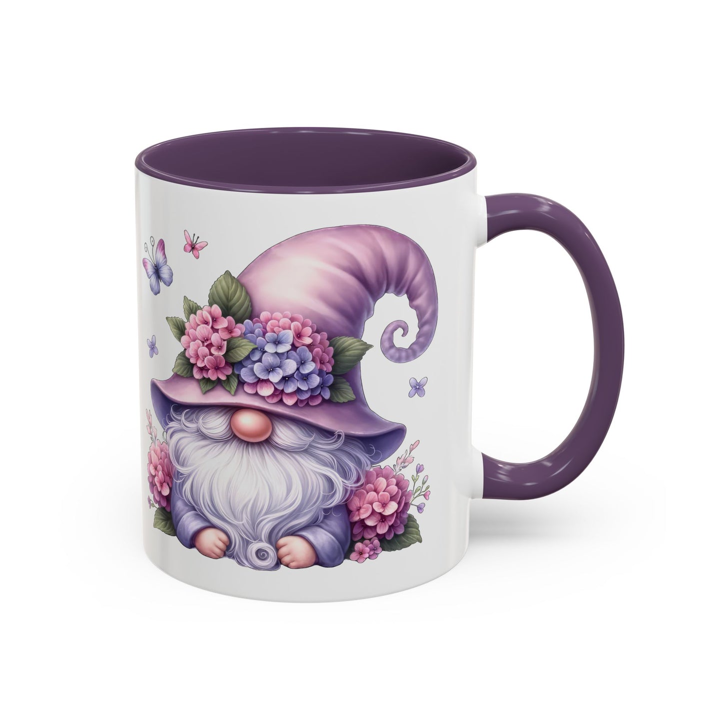 Gnome Floral Accent Coffee Mug, Cute Gnome Mug, Gift for Garden Lovers, Mother's Day Coffee Cup, Spring Decor, Personalized Mug