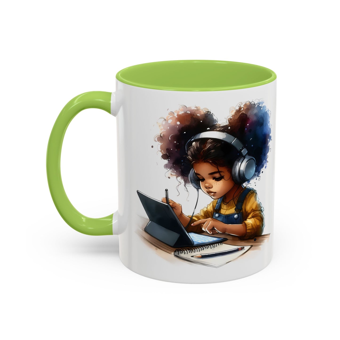 Vibrant Kid's Study Mug, Art Inspired Coffee Cup, Black Handle Tea Mug, Creative Gift for Students, Birthday Present