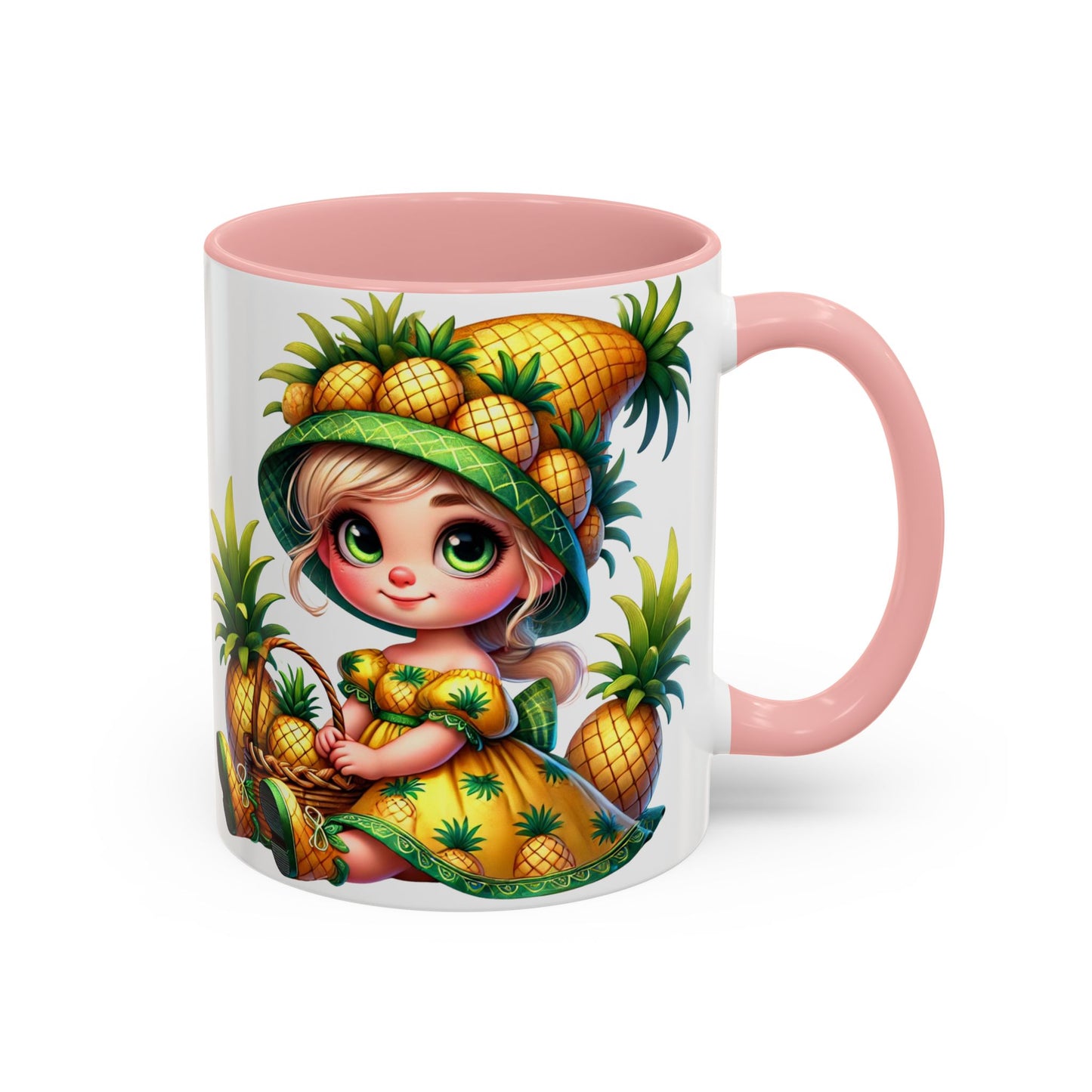 Pineapple Paradise Accent Coffee Mug - Cute Tropical Design, 11oz & 15oz