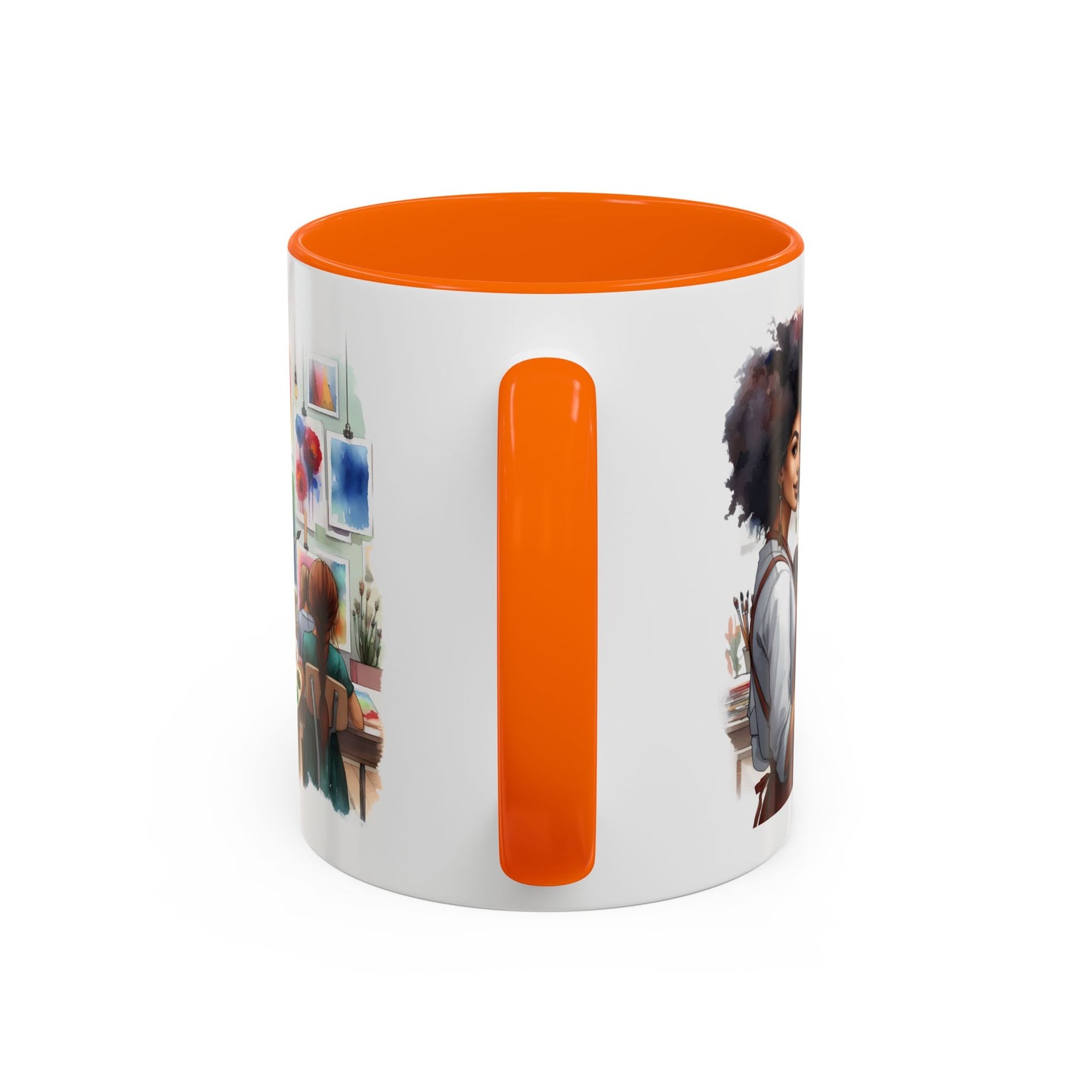 Artistic Creative Coffee Mug for Artists, Unique Mug Gift, Black Handle Ceramic Cup, Inspirational Art Lover Drinkware, Paint Palette Design