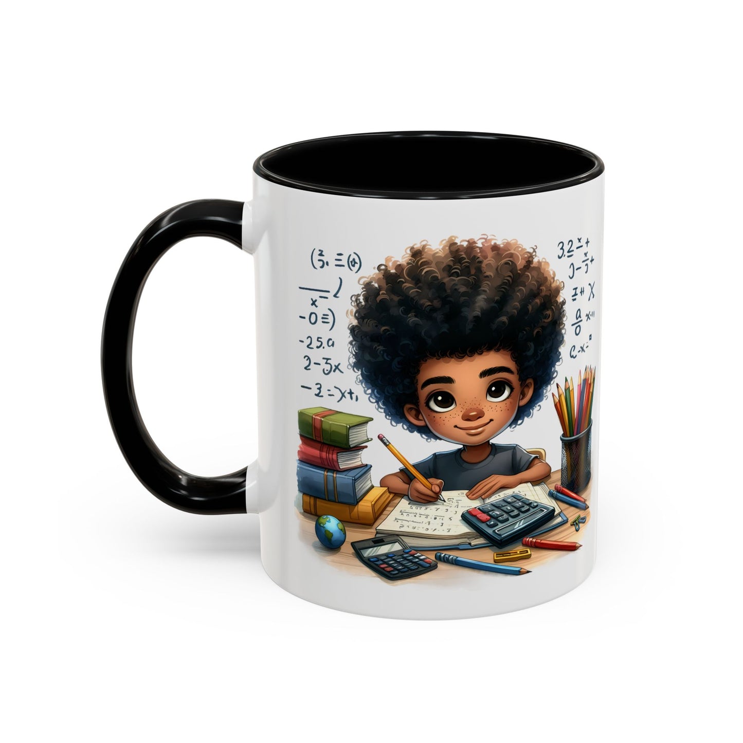 Cute Academic Accent Coffee Mug - Fun Mug for Students, Personalized Teacher Gift, Unique Gift for Scholars, Black Mug with Artwork
