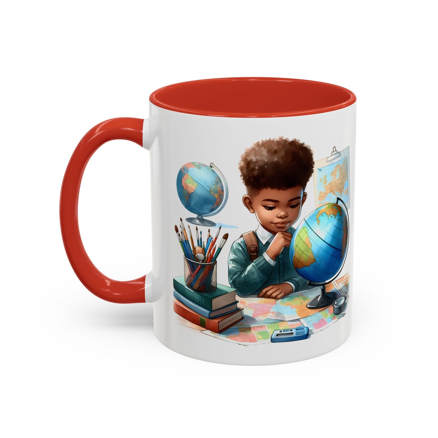 World Explorer Accent Coffee Mug - Perfect for Students, Travel Lovers, Teachers, Back to School, Gift for Kids