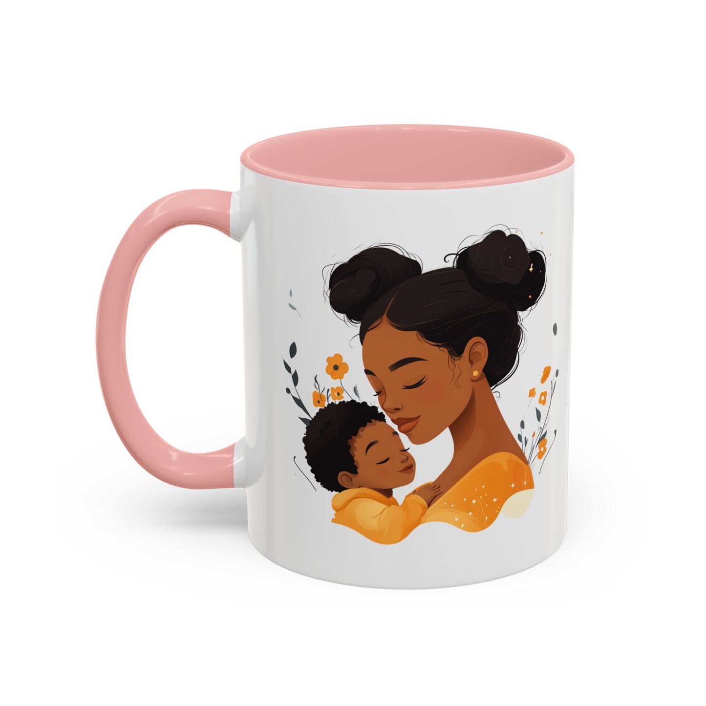 Mother and Child Accent Coffee Mug, Inspirational Drinkware, Gift for Mothers Day, Cute Family Mug, Cozy Coffee Cup, Loving Bond Mug