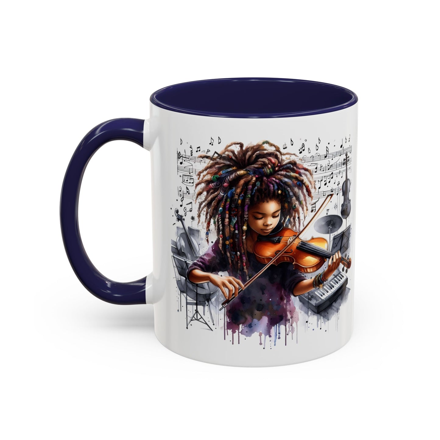 Musical Accent Coffee Mug, Music Lover Gift, Black and White Mug, Jazz Theme Mug, Artist Appreciation