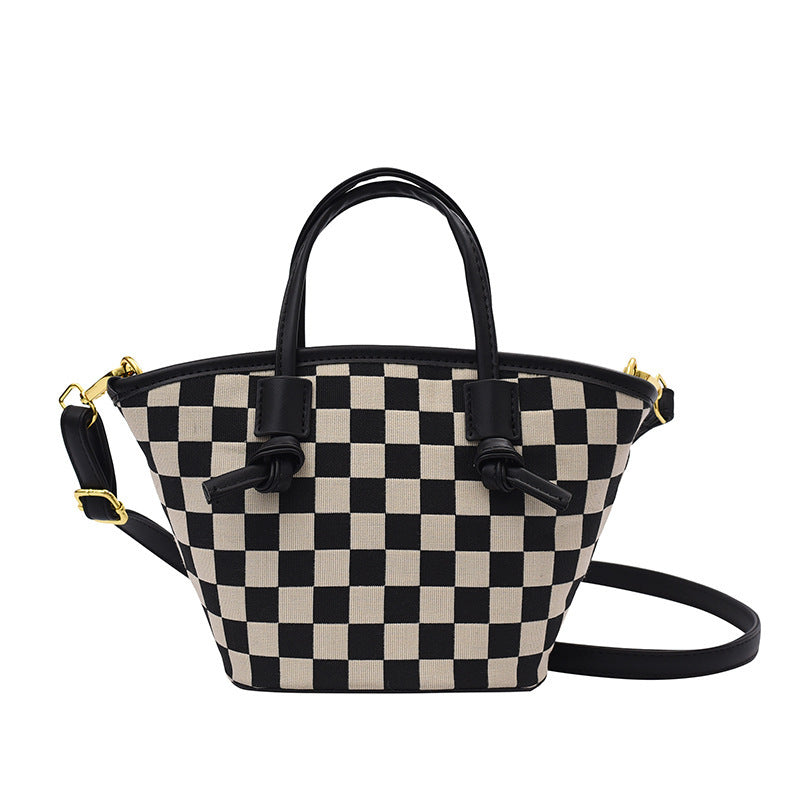 Winter Checkerboard Bucket Bag Fashion Check Handbag