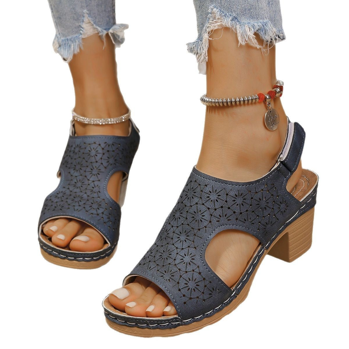 Women's High-heeled Sandals Plus Size Thick-soled Peep Toe Sandals