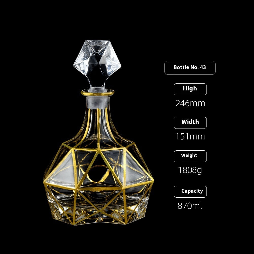 Gold Drawing Line Foreign Wine Bottle Crystal Glass Creative Whiskey Bottle