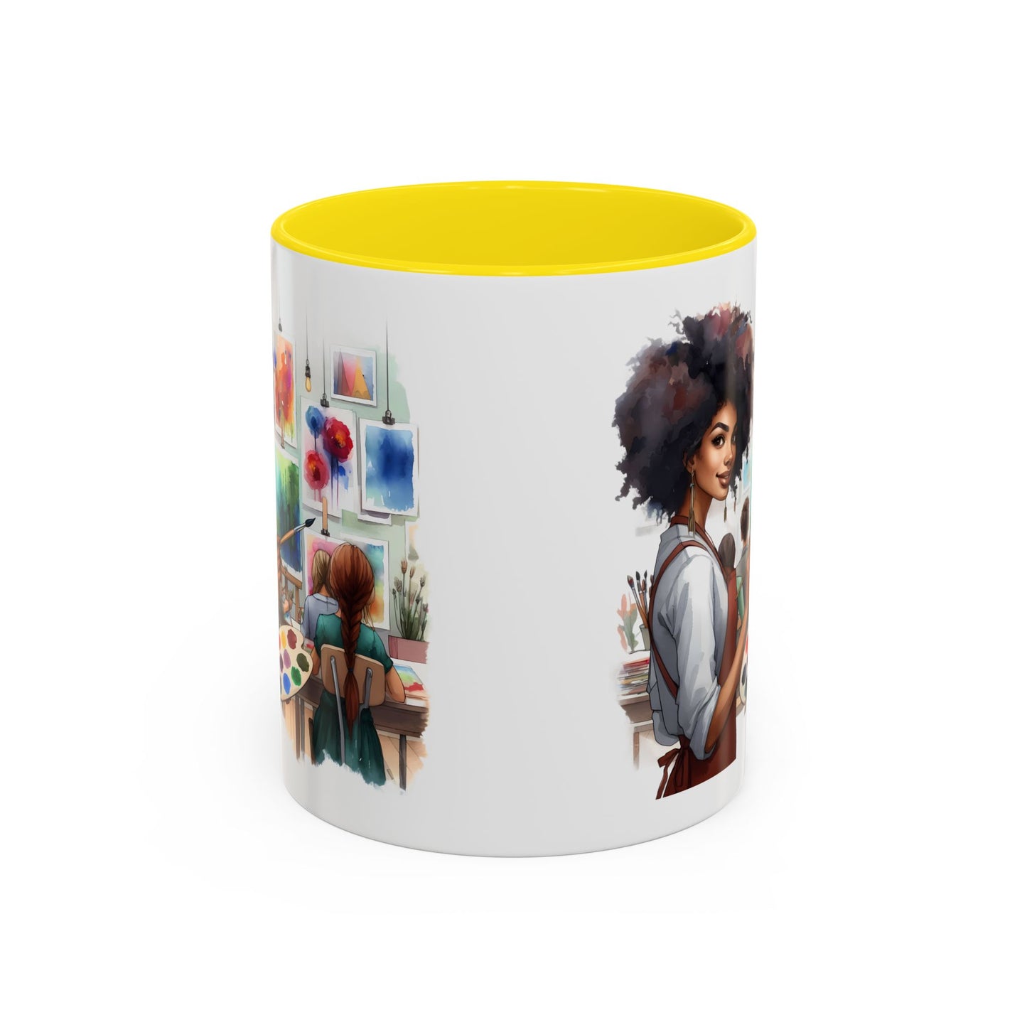 Artistic Creative Coffee Mug for Artists, Unique Mug Gift, Black Handle Ceramic Cup, Inspirational Art Lover Drinkware, Paint Palette Design