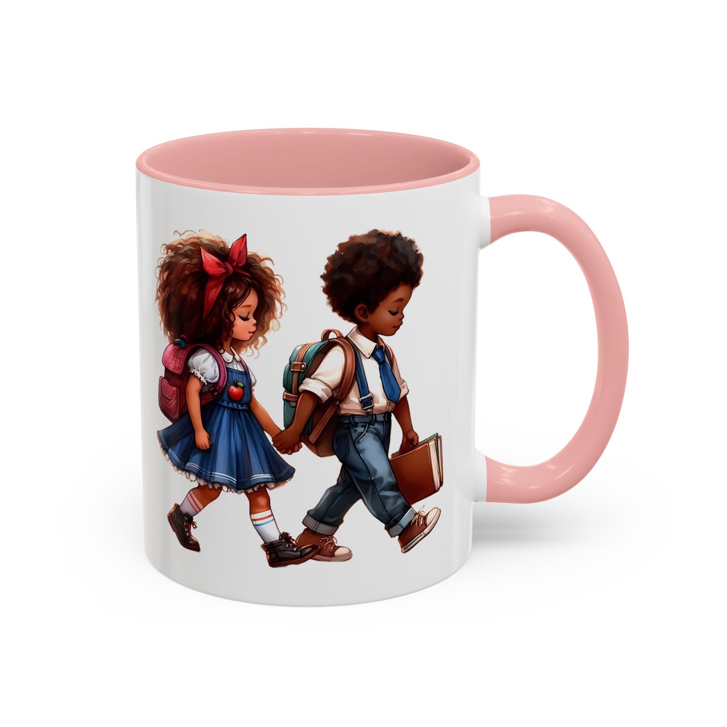 Cute Kids Walking Accent Coffee Mug | Back to School, Teacher Gift, Children's Art, Personalized Tea Cup, Unique Gift Idea