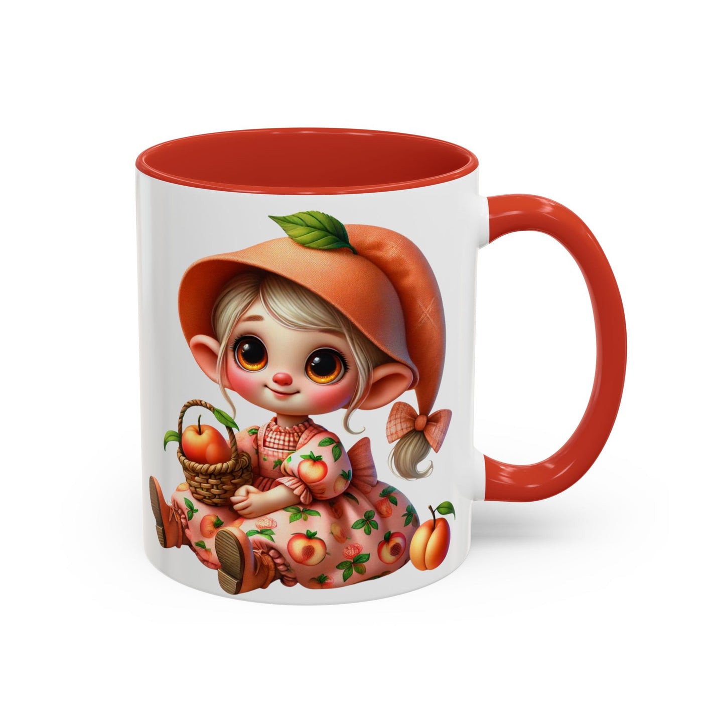 Cute Peach Character Accent Coffee Mug - 11 & 15oz