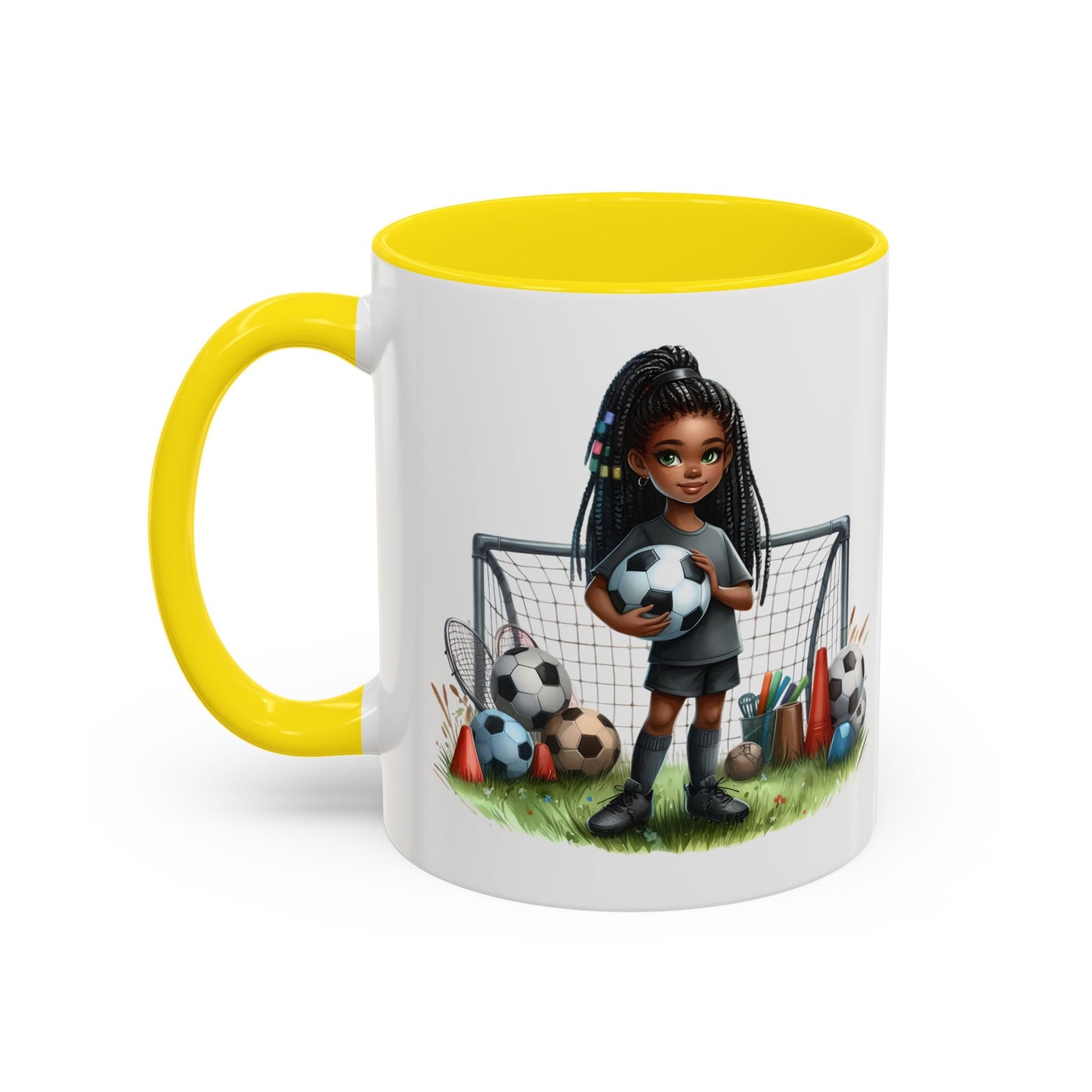 Soccer-Themed Accent Coffee Mug, Personalized Sports Fan Gift, Perfect for Coaches, Players, Kids, and Birthdays