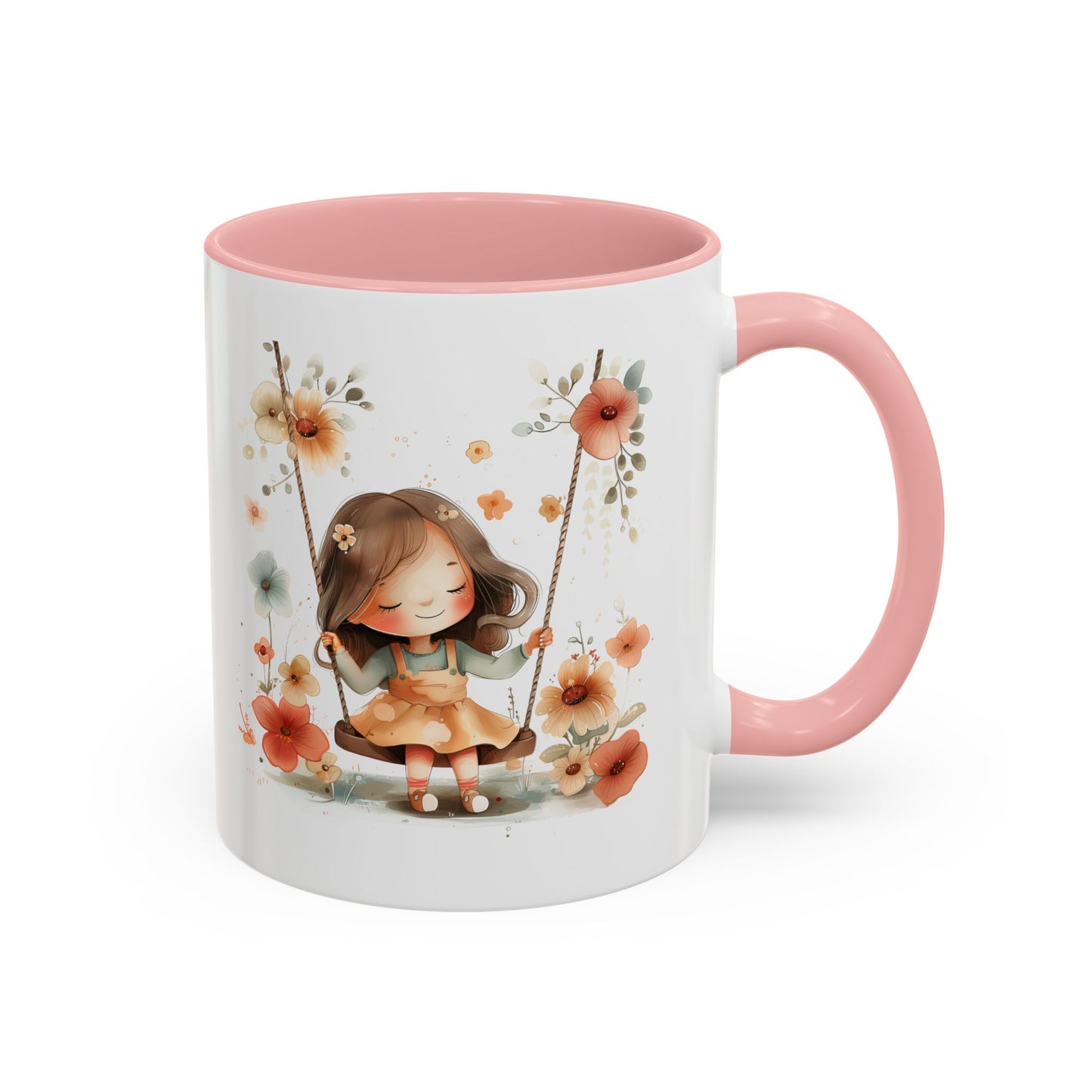 Floral Swing Coffee Mug - Whimsical Flower Design, Cute Gift for Tea Lovers, Boho Kitchen Decor, Birthday, Mother's Day