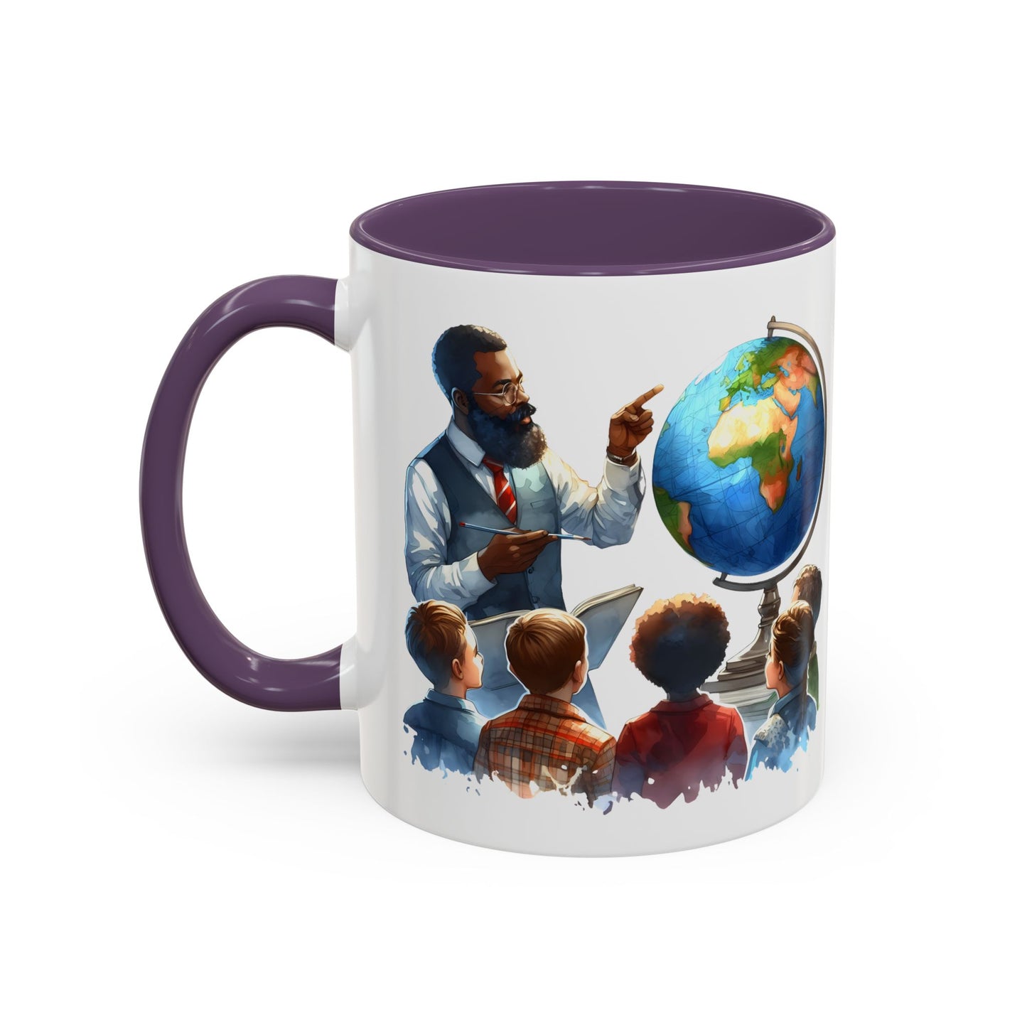 World Teacher Accent Coffee Mug - Inspiring Gift for Educators, Classroom Decor, Study Sessions, Teacher Appreciation, Travel Enthusiasts