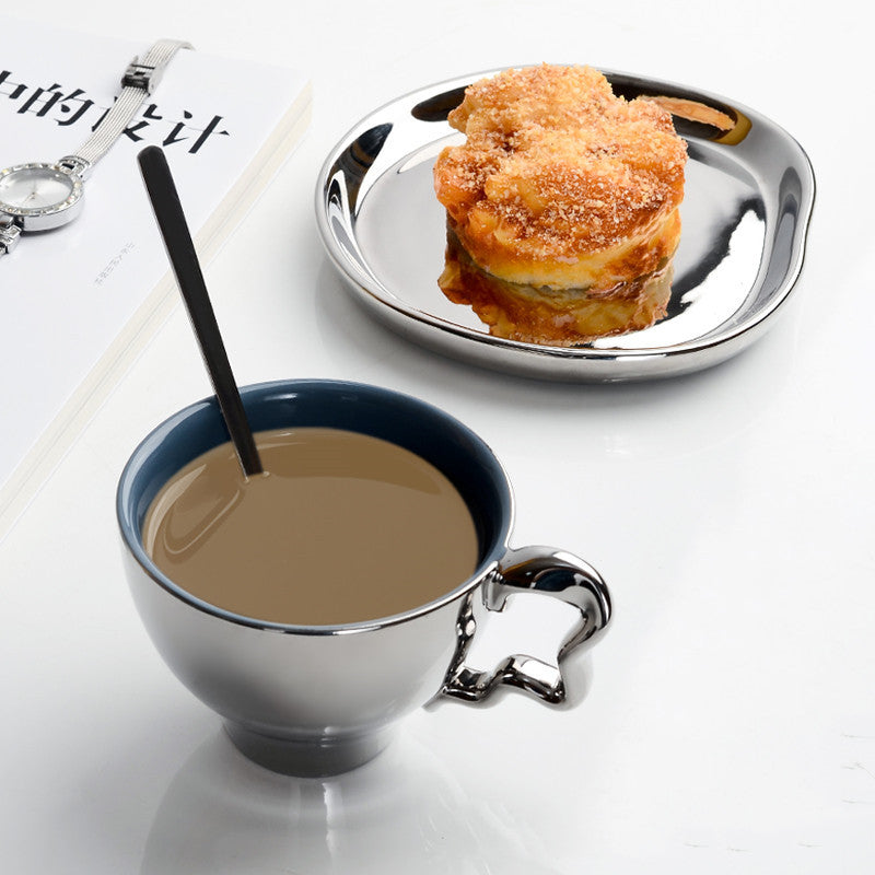 Ins Silver Electroplated Ceramic Mug Lovers' High Face Value