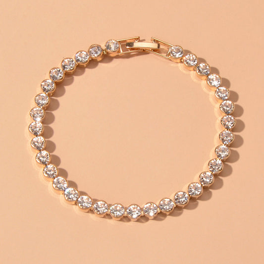 Luxury Full Rhinestone Tennis Bracelet Girl Bling Crystal Wedding Party Jewelry-0