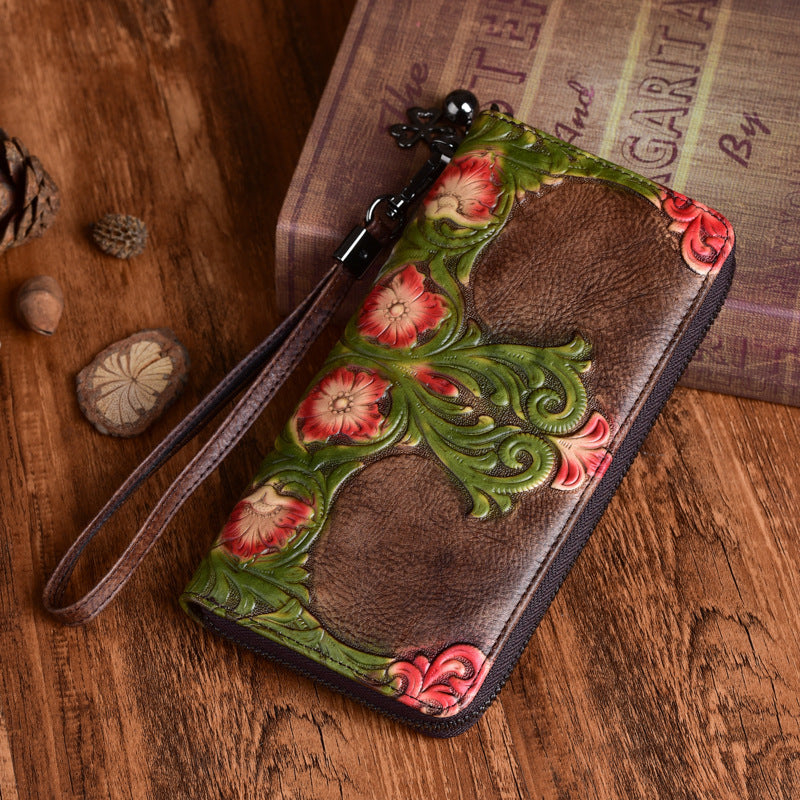 Vintage embossed leather wallet