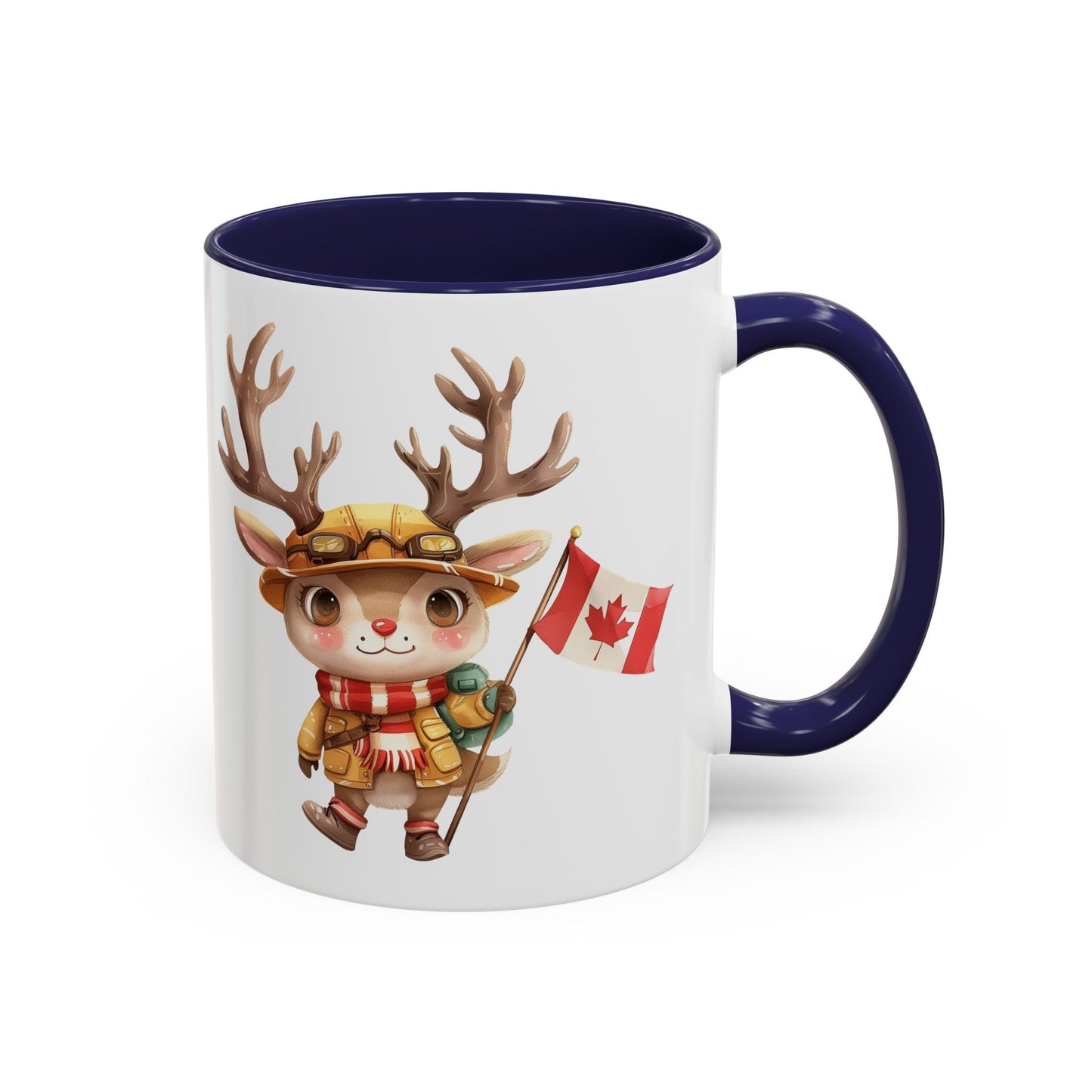Cute Canadian Reindeer Mug, Accent Coffee Cup for Animal Lovers, Holiday Gift, Cute Kitchen Decor, Seasonal Drinkware