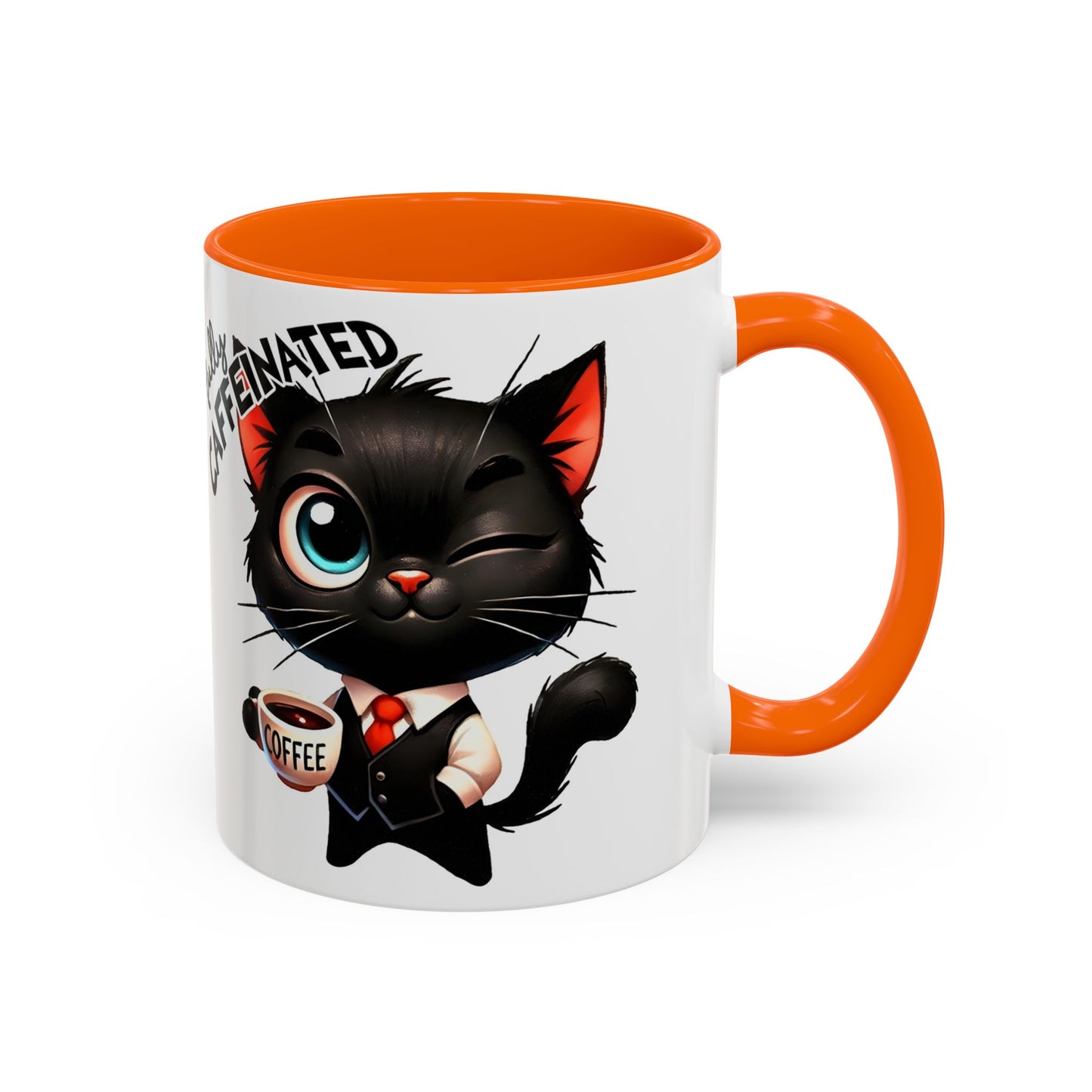Whimsical Cat-Themed Coffee Mug, Fully Caffeinated, Gift for Cat Lovers, Fun Kitchen Decor, Birthday Gift, Unique Coffee Lover Mug