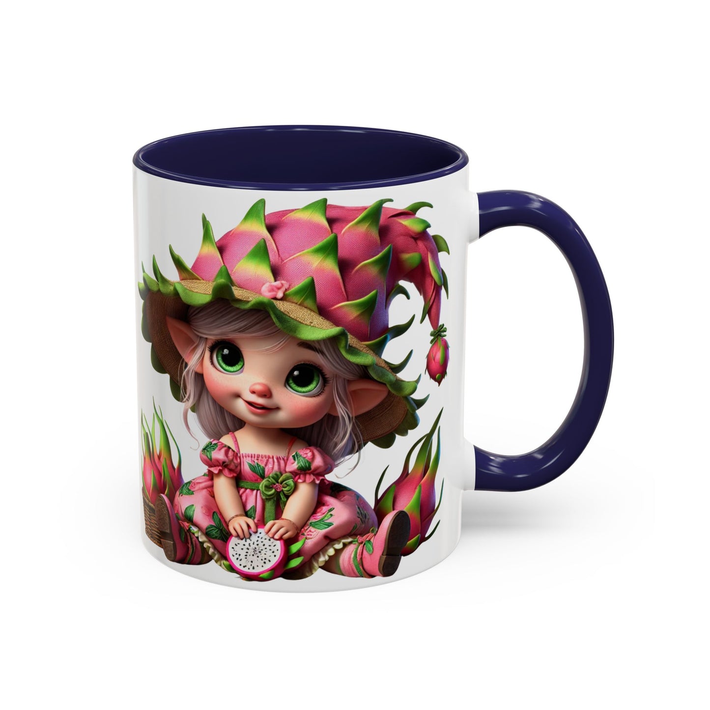 Whimsical Dragon Fruit Character Coffee Mug - Perfect for Plant Lovers & Fantasy Fans