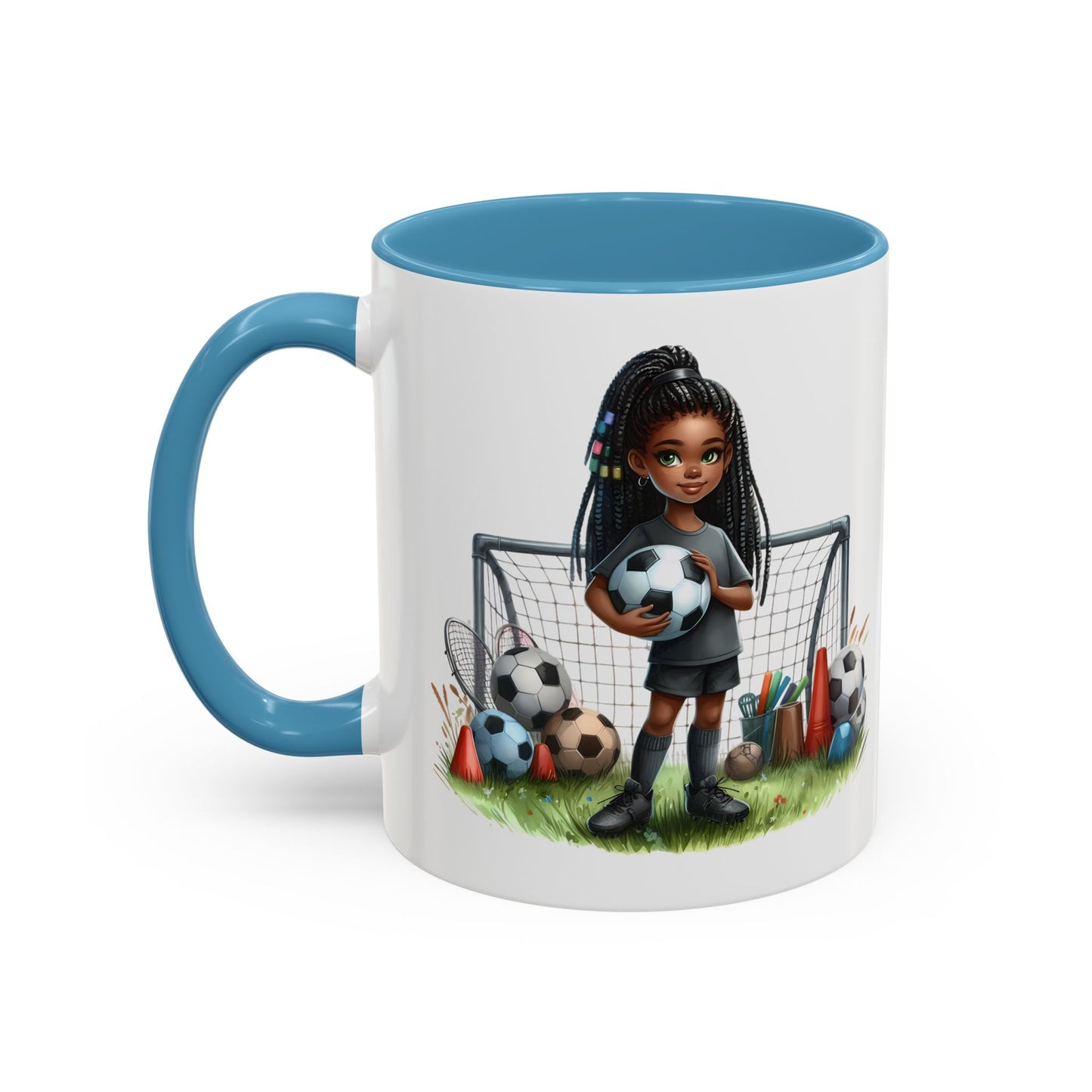 Soccer-Themed Accent Coffee Mug, Personalized Sports Fan Gift, Perfect for Coaches, Players, Kids, and Birthdays
