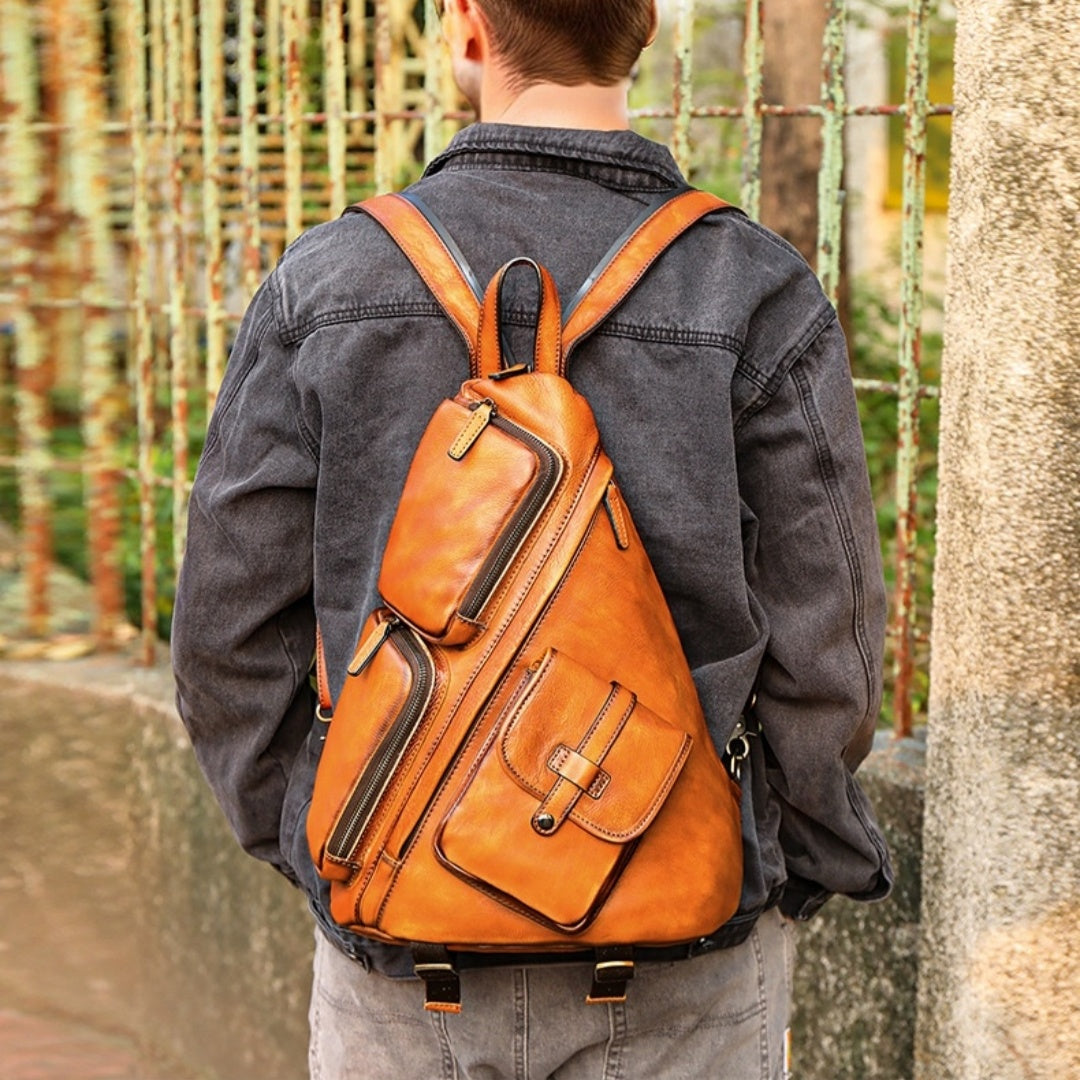 Casual Shoulder Crossbody First Layer Cowhide Sports Chest Bag JFA UNIjuntos Entreprise