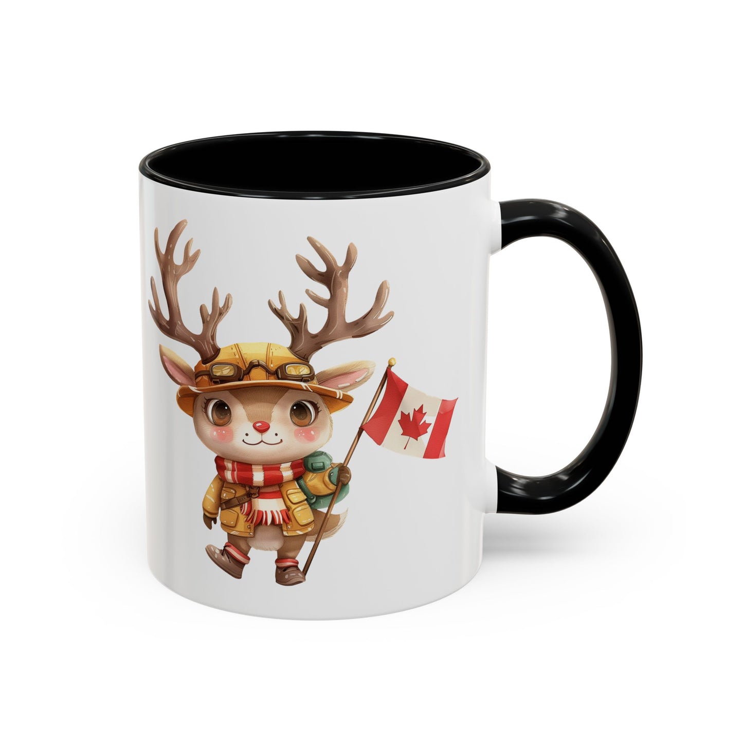 Cute Canadian Reindeer Mug, Accent Coffee Cup for Animal Lovers, Holiday Gift, Cute Kitchen Decor, Seasonal Drinkware