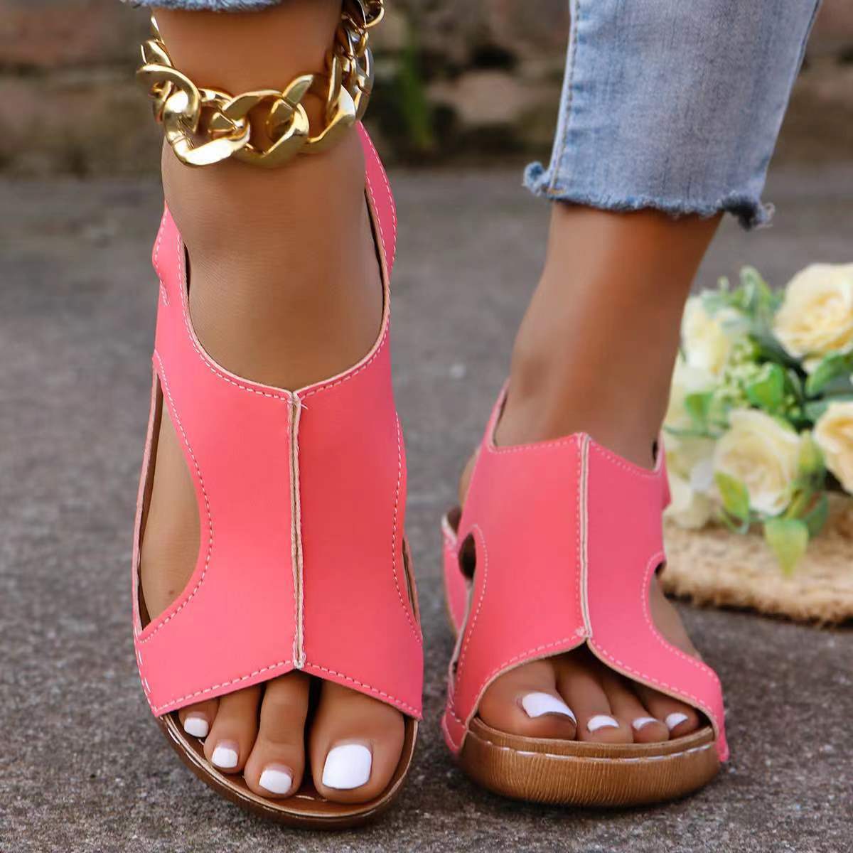 New Summer Wedges Sandals With Elastic Band Design Casual Fish Mouth Shoes For Women Store Hive UNIjuntos