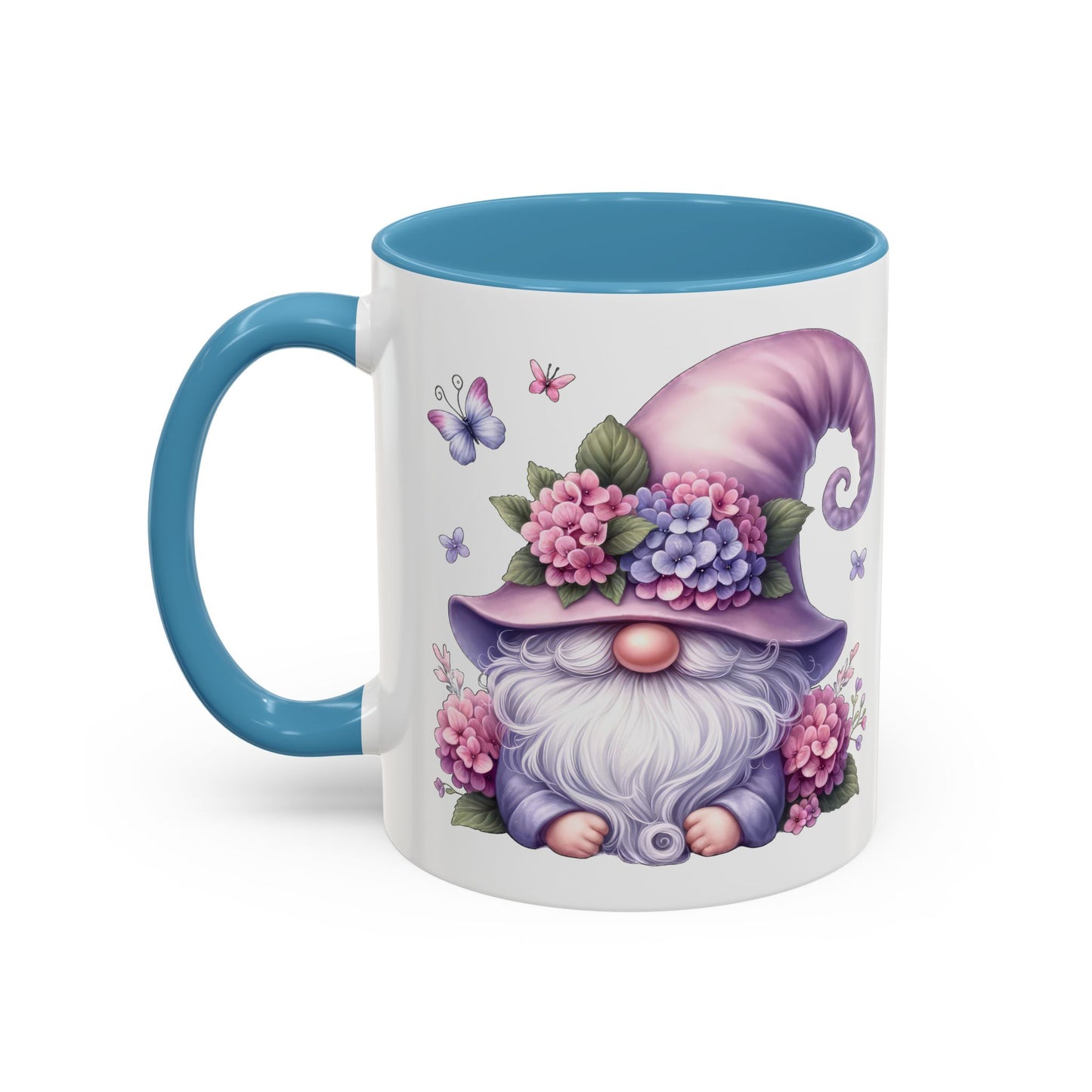 Gnome Floral Accent Coffee Mug, Cute Gnome Mug, Gift for Garden Lovers, Mother's Day Coffee Cup, Spring Decor, Personalized Mug