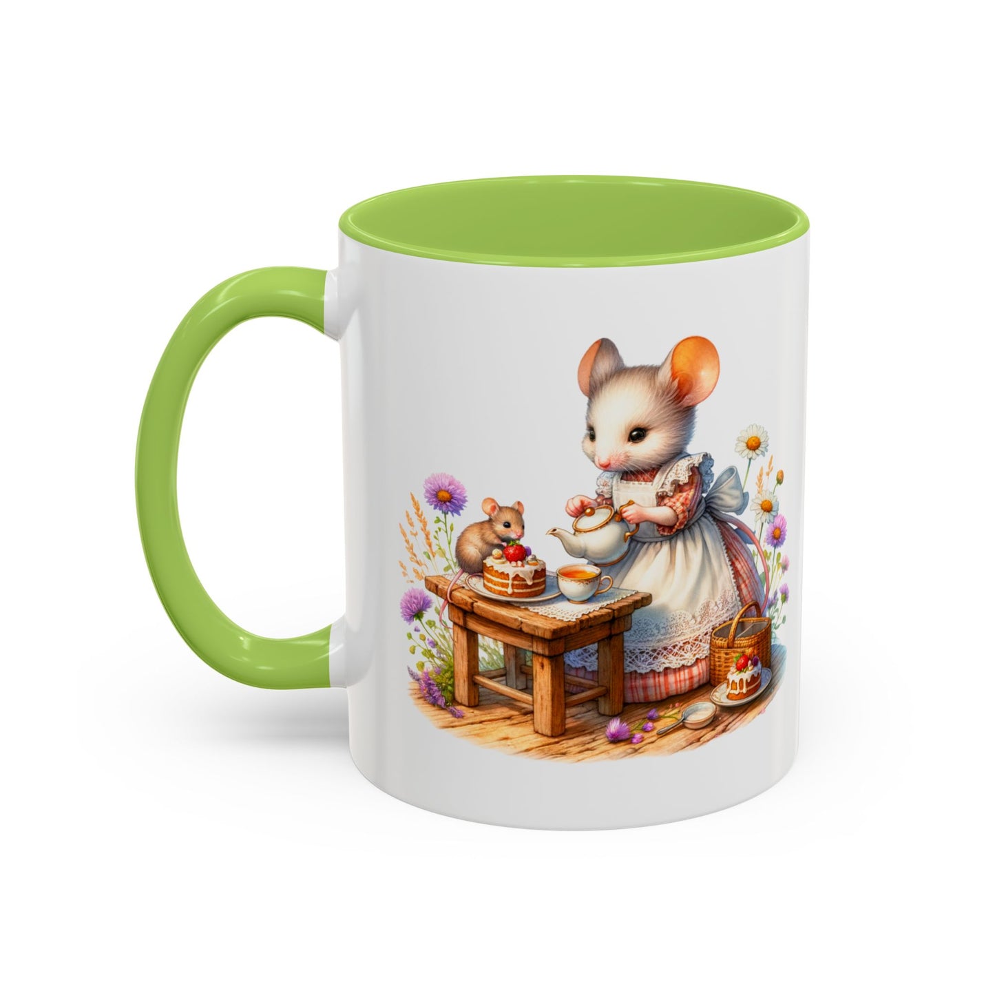 Adorable Mouse Kitchen Coffee Mug, Cute Animal Mug, Gift for Baking Lovers, Cozy Home Decor, Kitchenware, Tea Mug, Floral Design