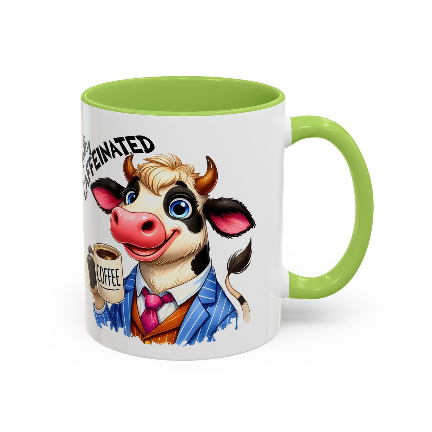 Caffeinated Cow Mug, Cute Animal Coffee Cup, Farmhouse Kitchen Gift, Fun Ceramic Mug for Coffee Lovers, Unique Drinkware for Holidays