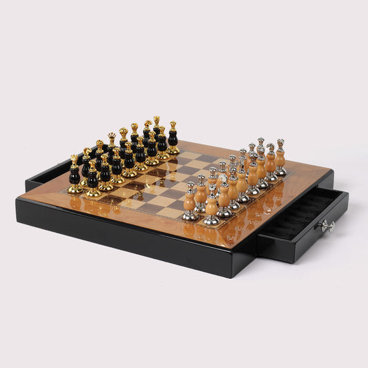 Wooden Chess Board Dance Suits Creative Zinc Alloy Paint Chess Pieces