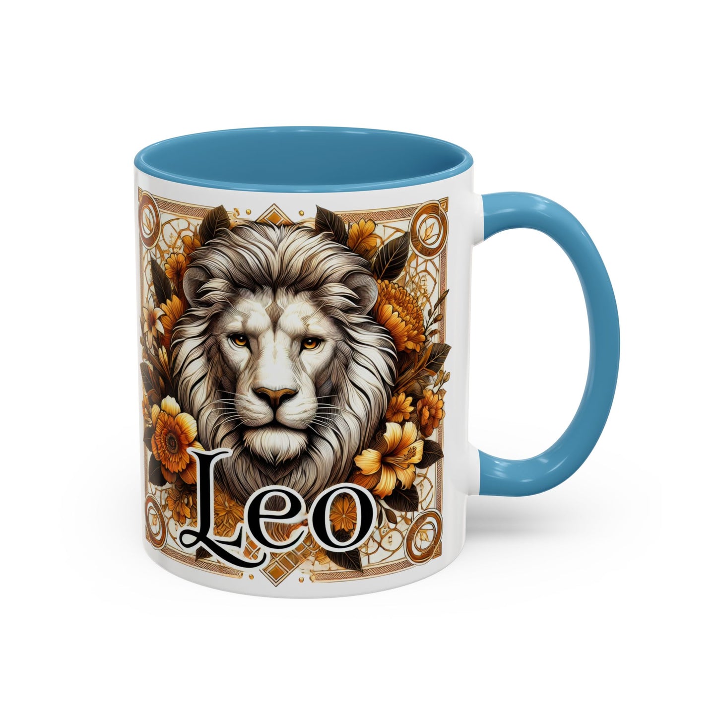 Leo Zodiac Accent Coffee Mug – Bold Floral Design for Astrology Lovers