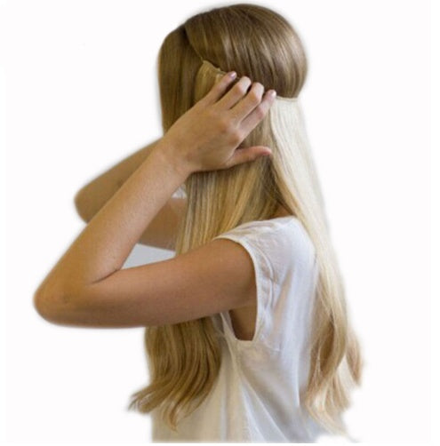 S-noilite 20 pouces Invisible Fil Pas de Clips dans les Cheveux Extensions Secrète Poisson Ligne Postiches Soyeux Droite Synthétique