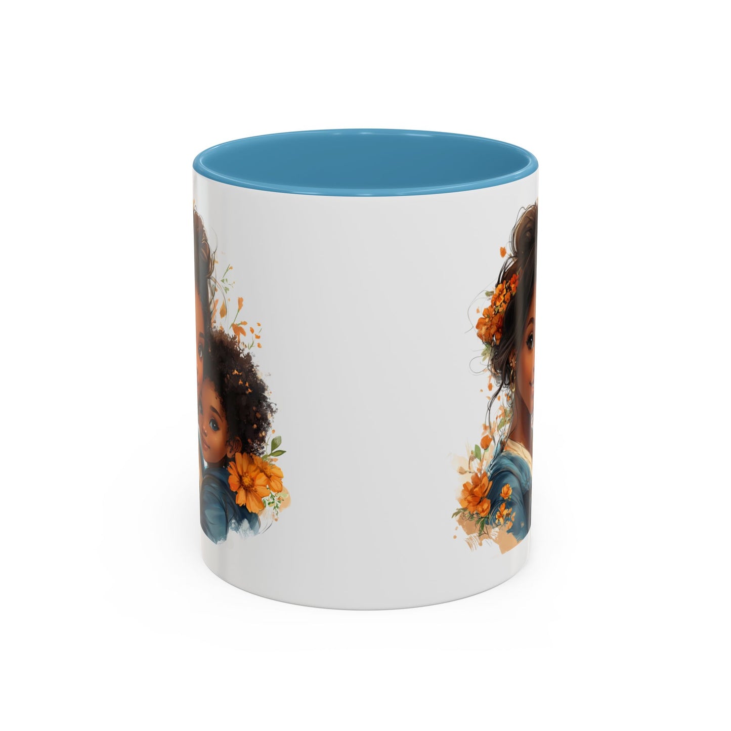 Embrace Love Accent Coffee Mug, Floral Mug, Motherhood Gift, Family Bonding, Personalized Drinkware