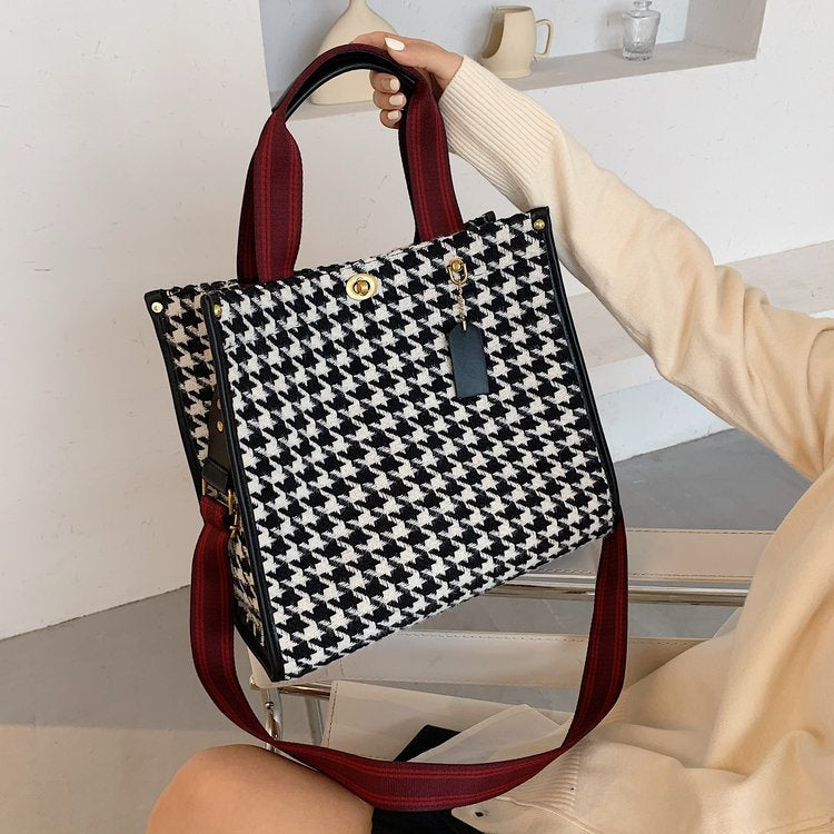 Fashion One Shoulder Canvas Plaid Handbag