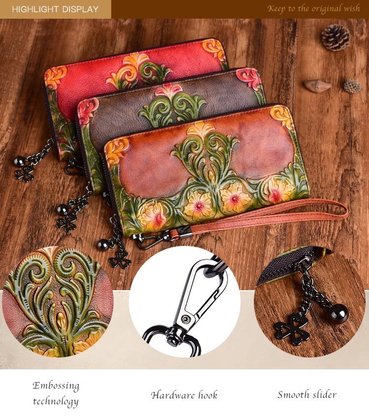 Vintage embossed leather wallet