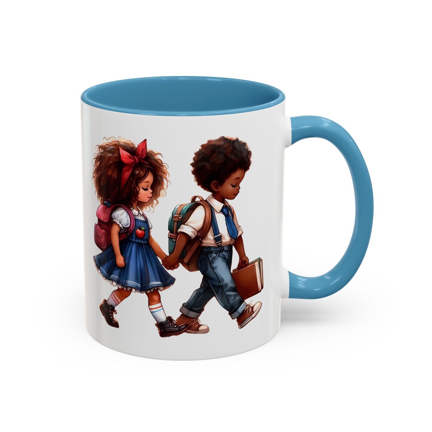 Cute Kids Walking Accent Coffee Mug | Back to School, Teacher Gift, Children's Art, Personalized Tea Cup, Unique Gift Idea