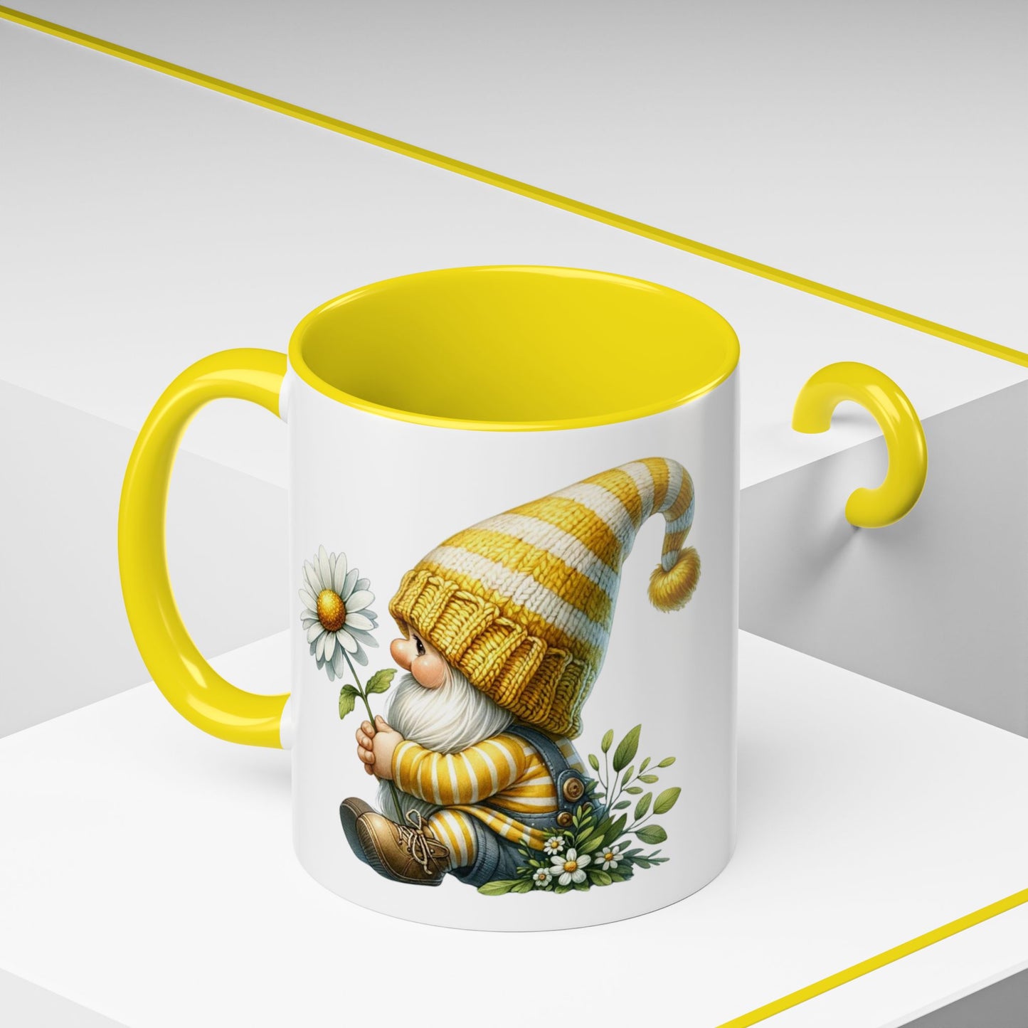 Whimsical Gnome Coffee Mug, Cute Gnome Cup for Garden Lovers, Spring Decor, Gift for Her, Coffee Lover's Mug, Unique Flower Mug