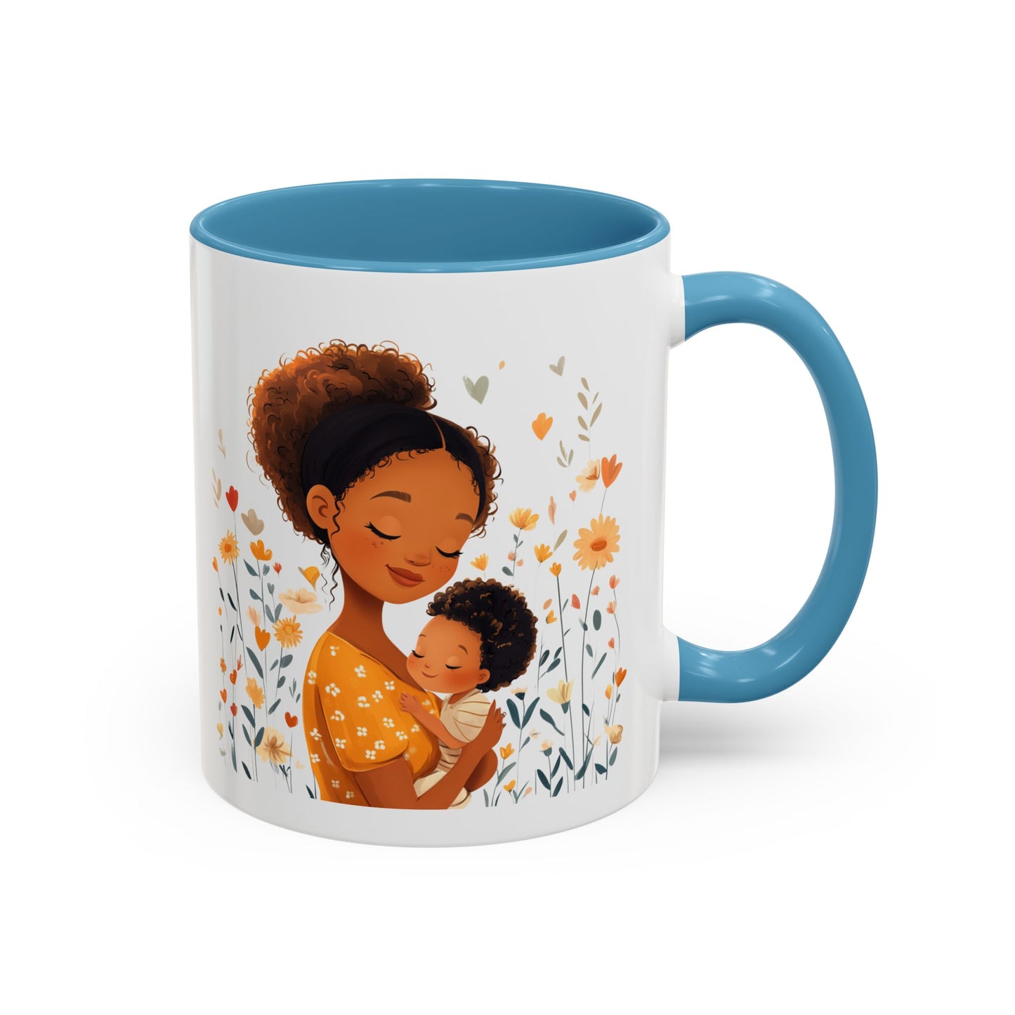 Warmth & Love Mug, Floral Mother & Child Coffee Cup, Gift for Mom, Cozy Drinkware, Baby Shower Mug, Family Bonding
