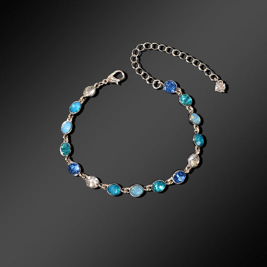 Luxury Blue Transparent Big Cubic Zirconia Bracelet Wedding Engagement Jewellery-0