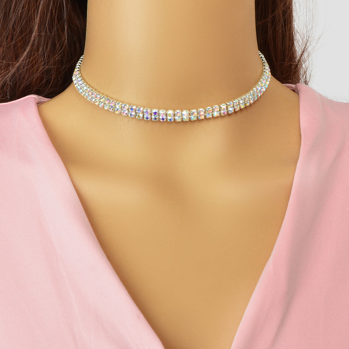 Luxury Sparkling Zircon Short Choker Collar Necklace Wedding Engagement Jewelry-0